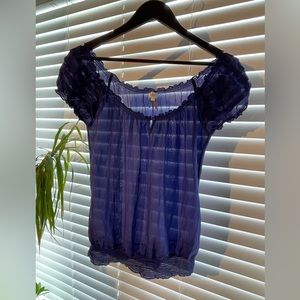 Dynamite silk /cotton open neck blouse